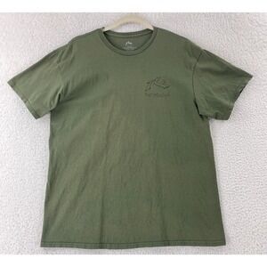 Rusty Sleds and Threads T-Shirt Mens Large Green Short Sleeve Crew Neck Cotton